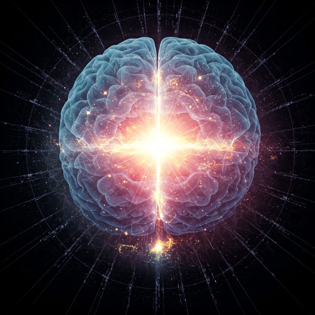 Imagen simbólica de la mente en estado de Gnosis, enfocada intensamente.
